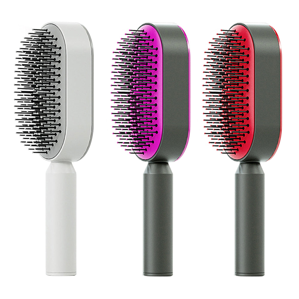 Brosse à Cheveux Auto-Nettoyante – Démêlante Anti-Statique avec Massage du Cuir Chevelu (Nettoyage en 1 Clic)