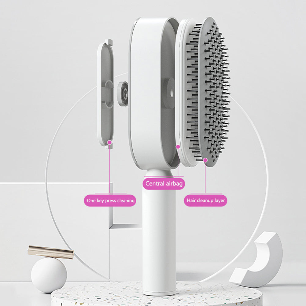 Brosse à Cheveux Auto-Nettoyante – Démêlante Anti-Statique avec Massage du Cuir Chevelu (Nettoyage en 1 Clic)